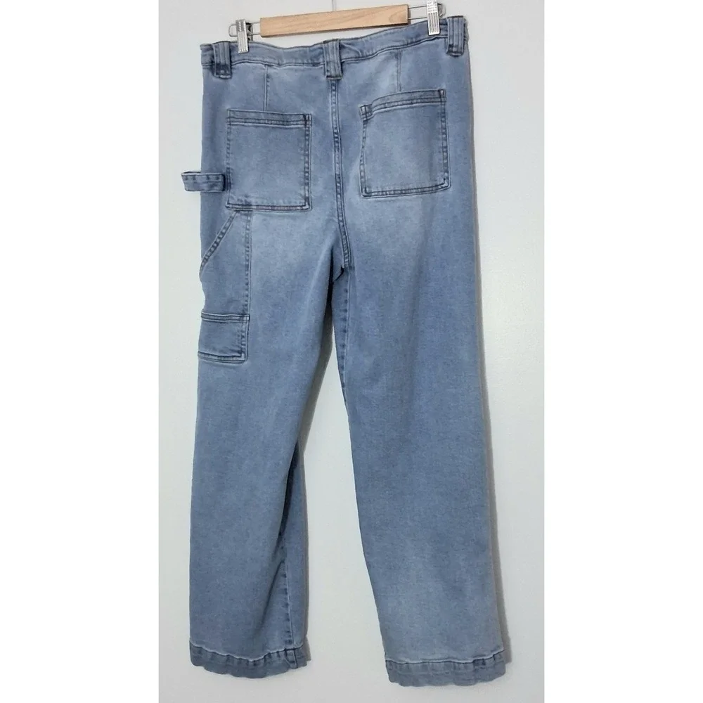 Girlish Jeans Juniors Size 13/31 Blue Cargo Straight Light Wash Button Fly Preow